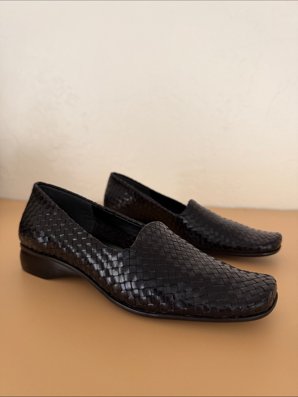 Enzo Angiolini Black Woven Leather Loafers